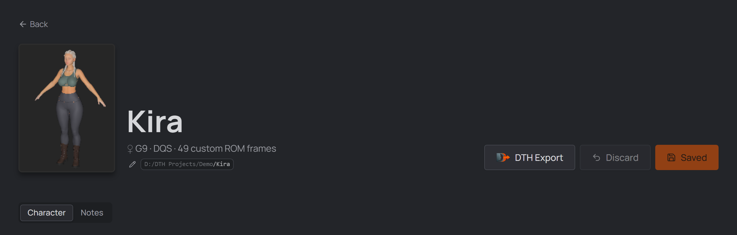 character page header