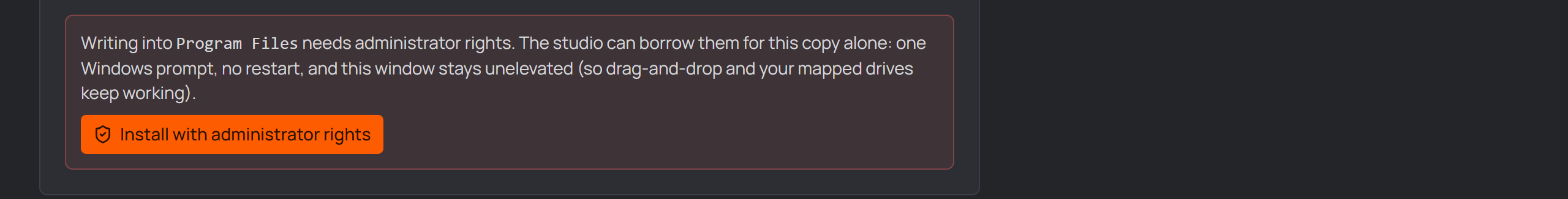 Install with administrator rights