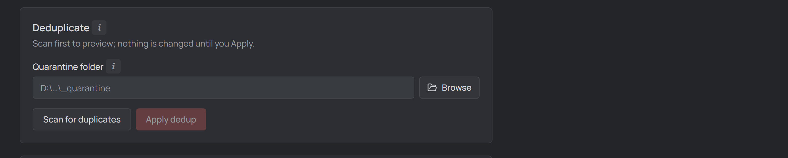 Deduplicate section