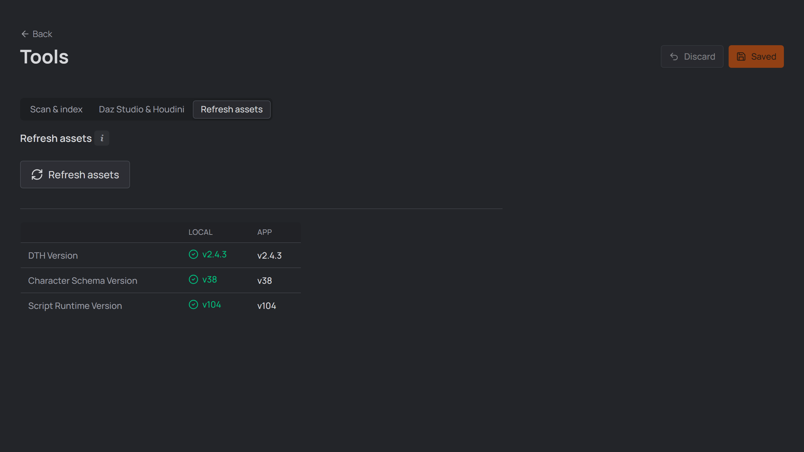 Refresh assets tab